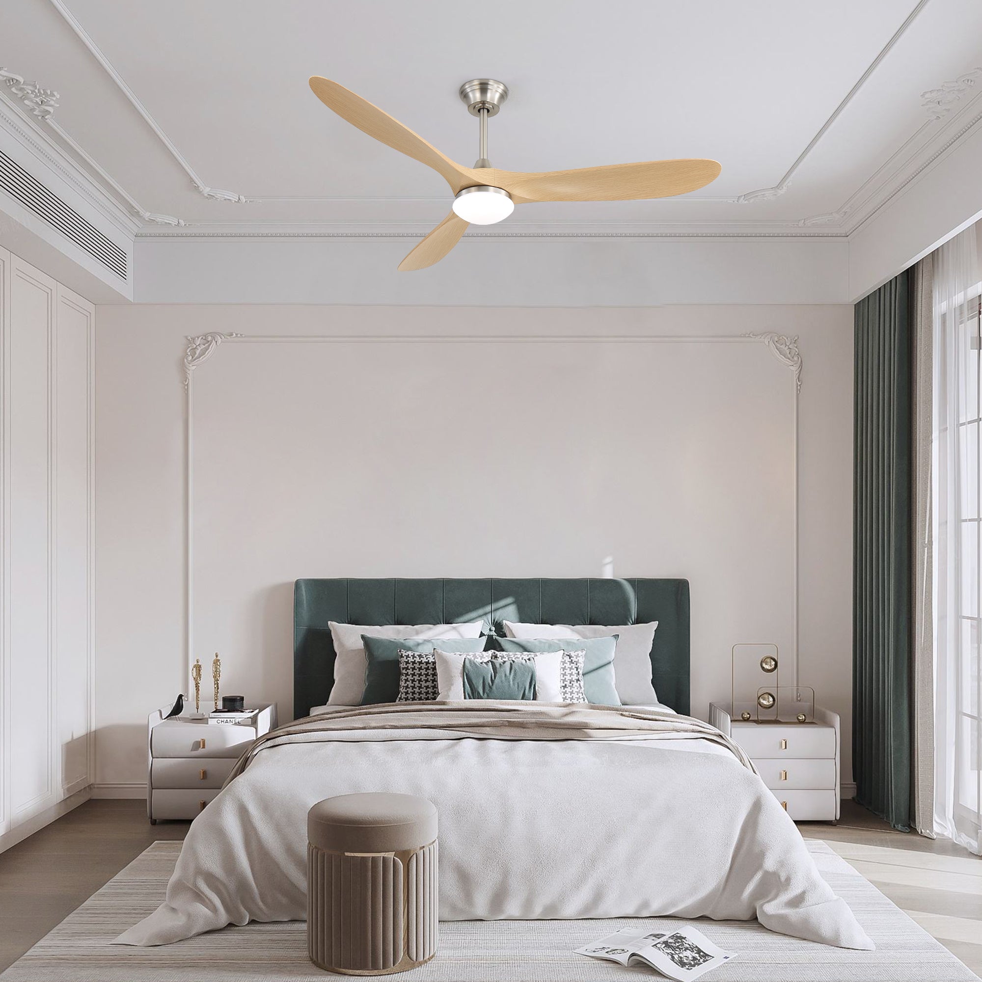 60 Inch Smart Ceiling Fan with Light Dimmable LED