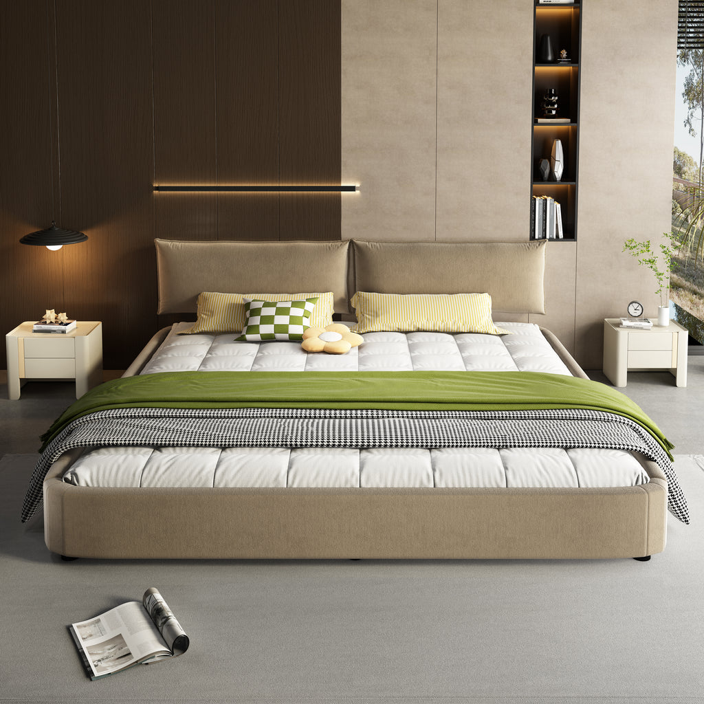 King Size Cloud Bed Frame with Oversized Padded Movable Headboard