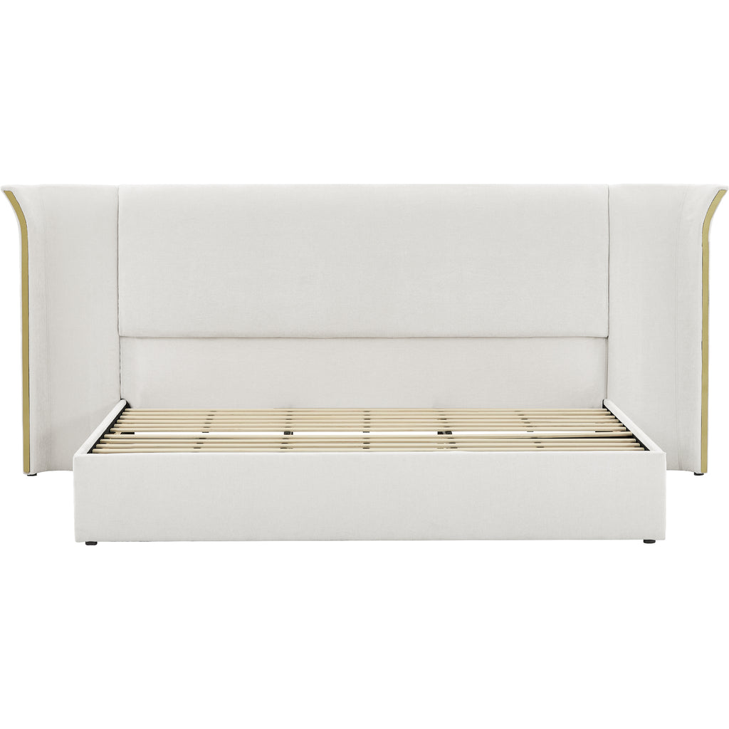 King Size Luxury Wing-Back Upholstered Bed Frame