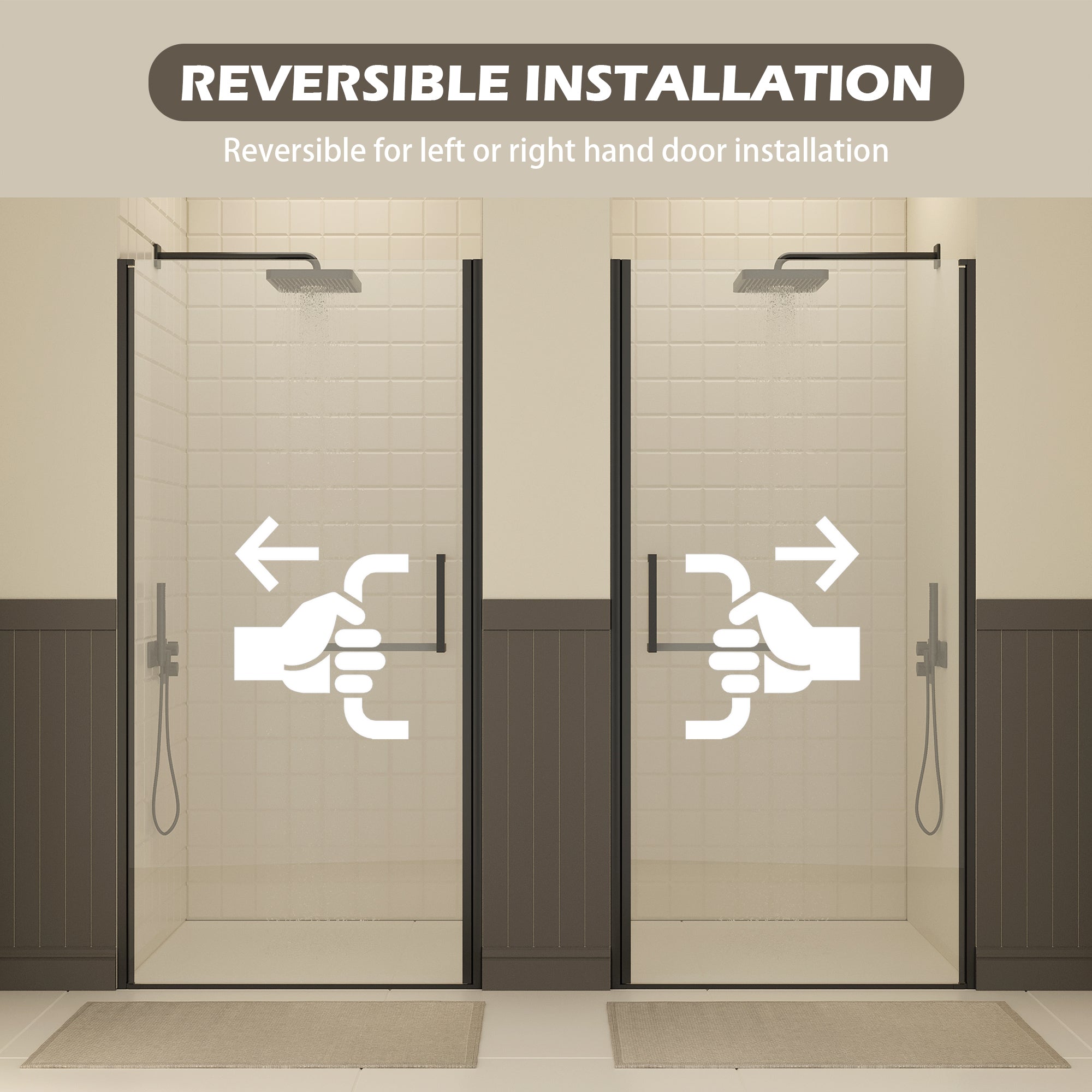 27-28" W ×72" H Frameless Pivot Shower Door