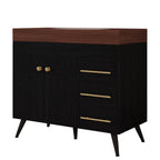 36" Freestanding Bathroom Vanity with Ceramic Sink and Faux Marble Top