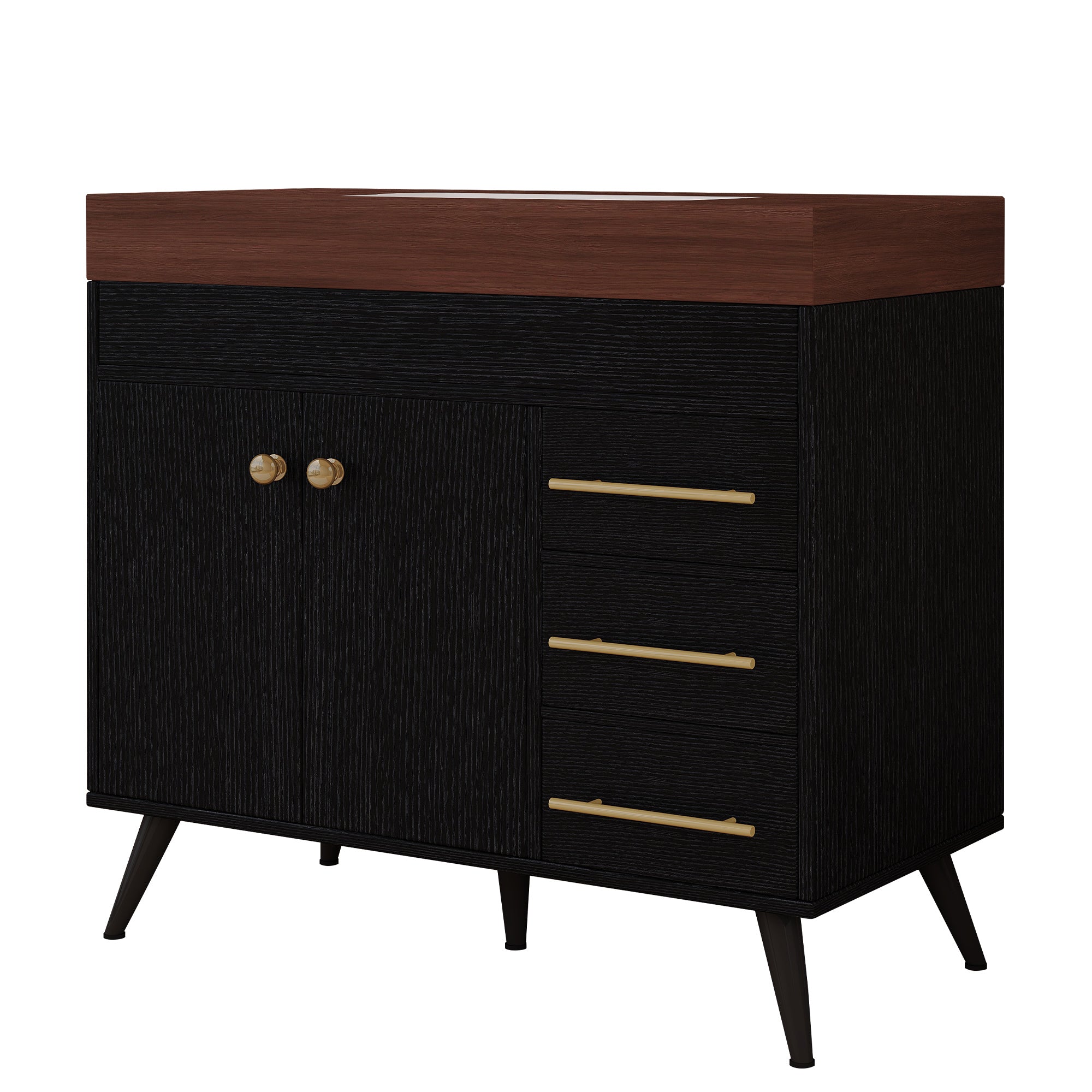 36" Freestanding Bathroom Vanity with Ceramic Sink and Faux Marble Top
