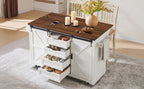 K&K 72" Farmhouse Kitchen Island with Fridge Storage
