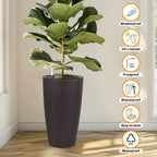 Set of 2 Faux Rattan Tall Planters