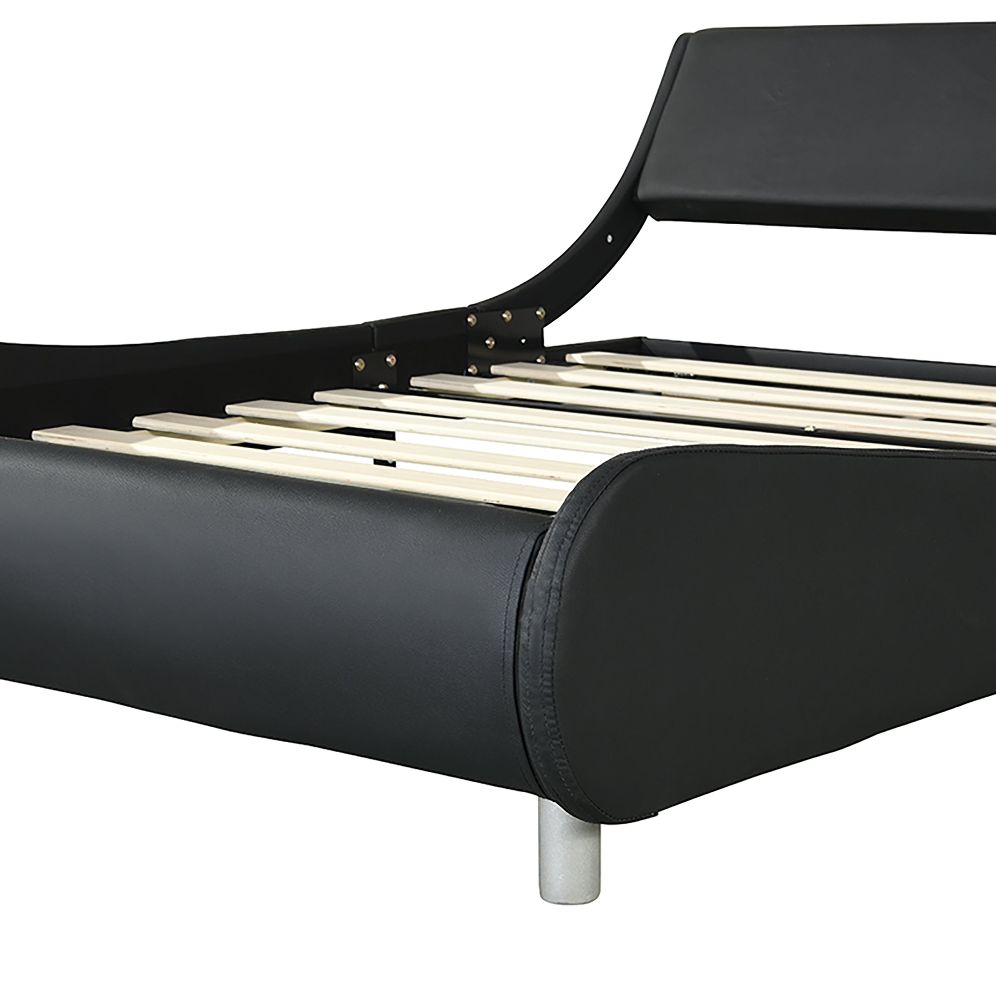 Faux Leather Upholstered Platform Bed Frame with LED Lighting