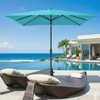 Turquoise Rectangular Patio Umbrella with Crank and Tilt