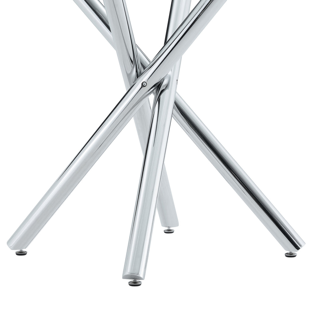 Modern Electroplated Metal Leg Bar Table with Tempered Glass Top