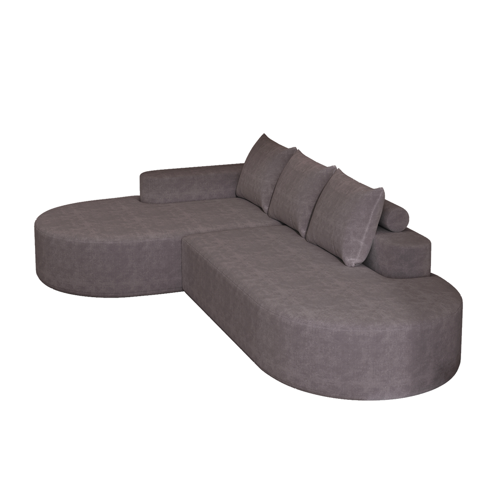 Modern Curved Chenille Upholstered Sectional Sofa