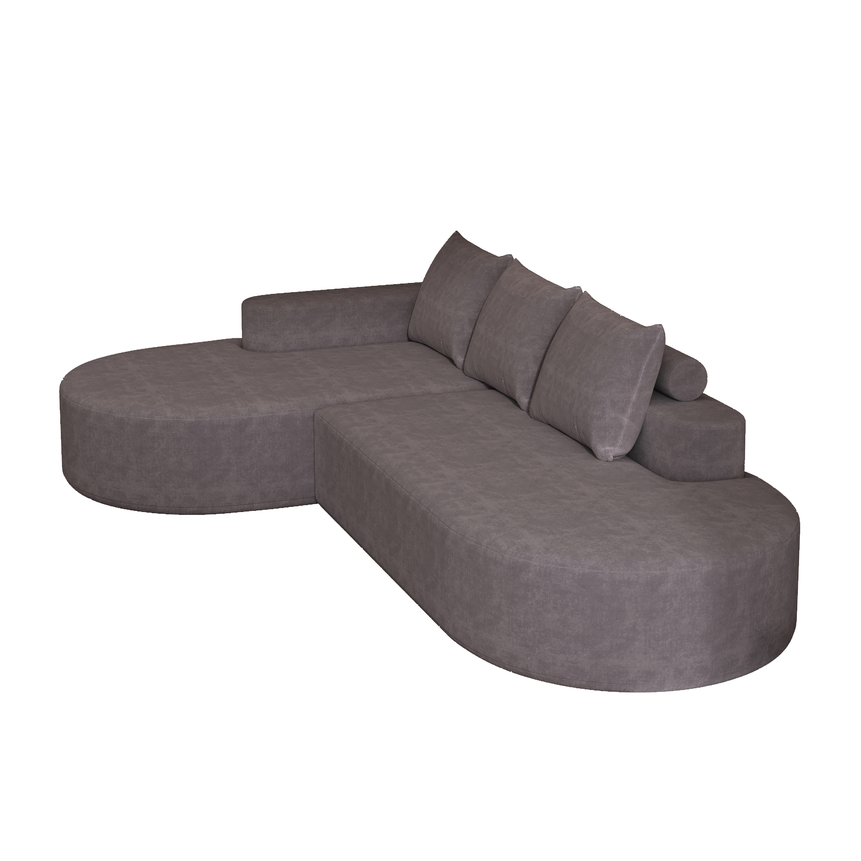 Modern Curved Chenille Upholstered Sectional Sofa