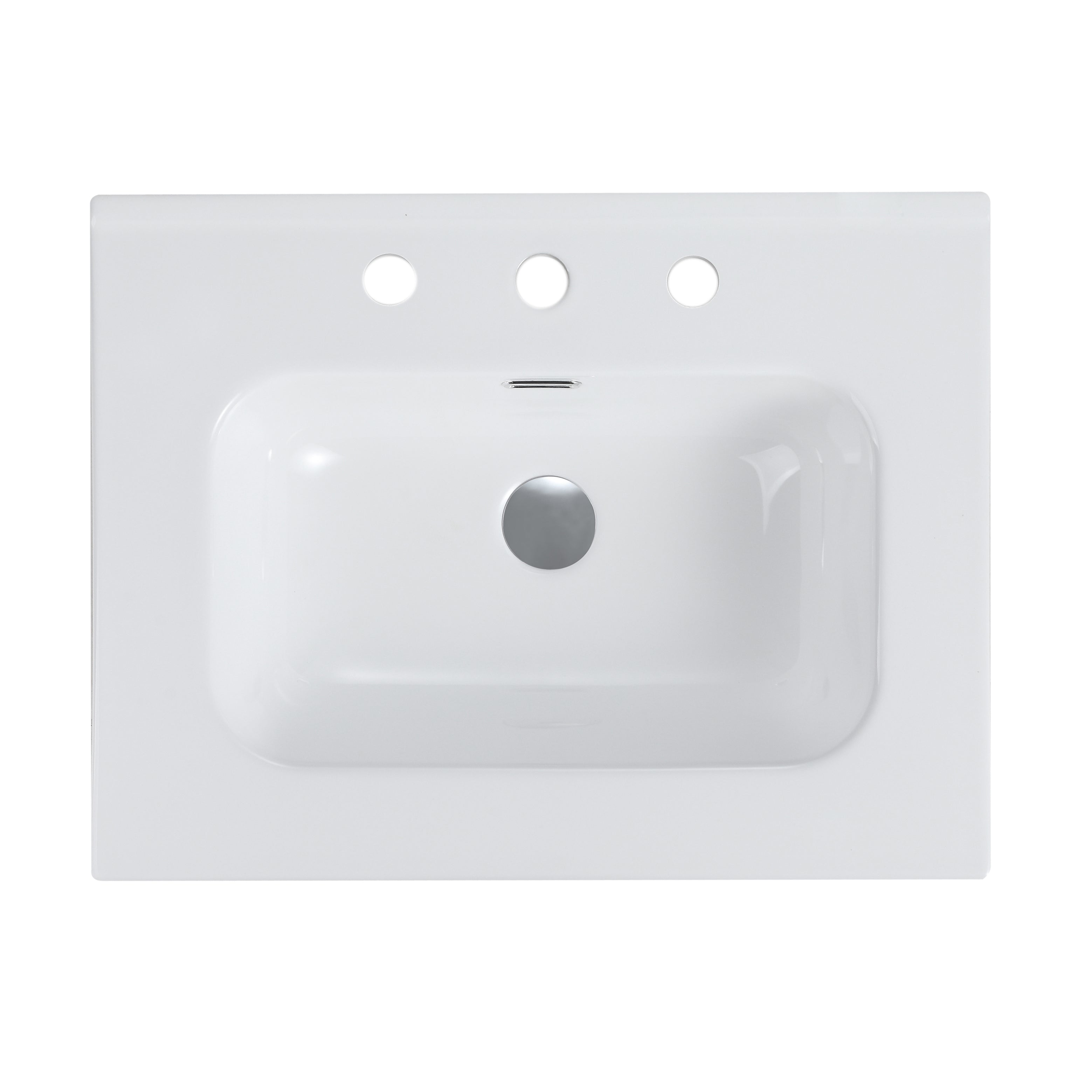 Glossy White Ceramic Integrated Bathroom Sink