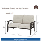 3-Piece Metal Patio Furniture Set, 5-Seat All-Weather Conversation Sofa