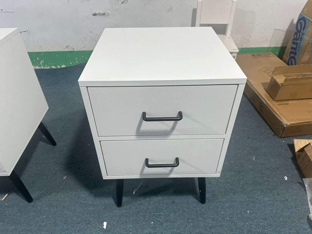 2-Drawer Nightstand with Metal Legs and Metal Handles