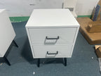 2-Drawer Nightstand with Metal Legs and Metal Handles