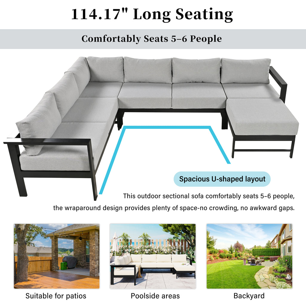 U-Style U-Shaped Outdoor Sectional Sofa Set