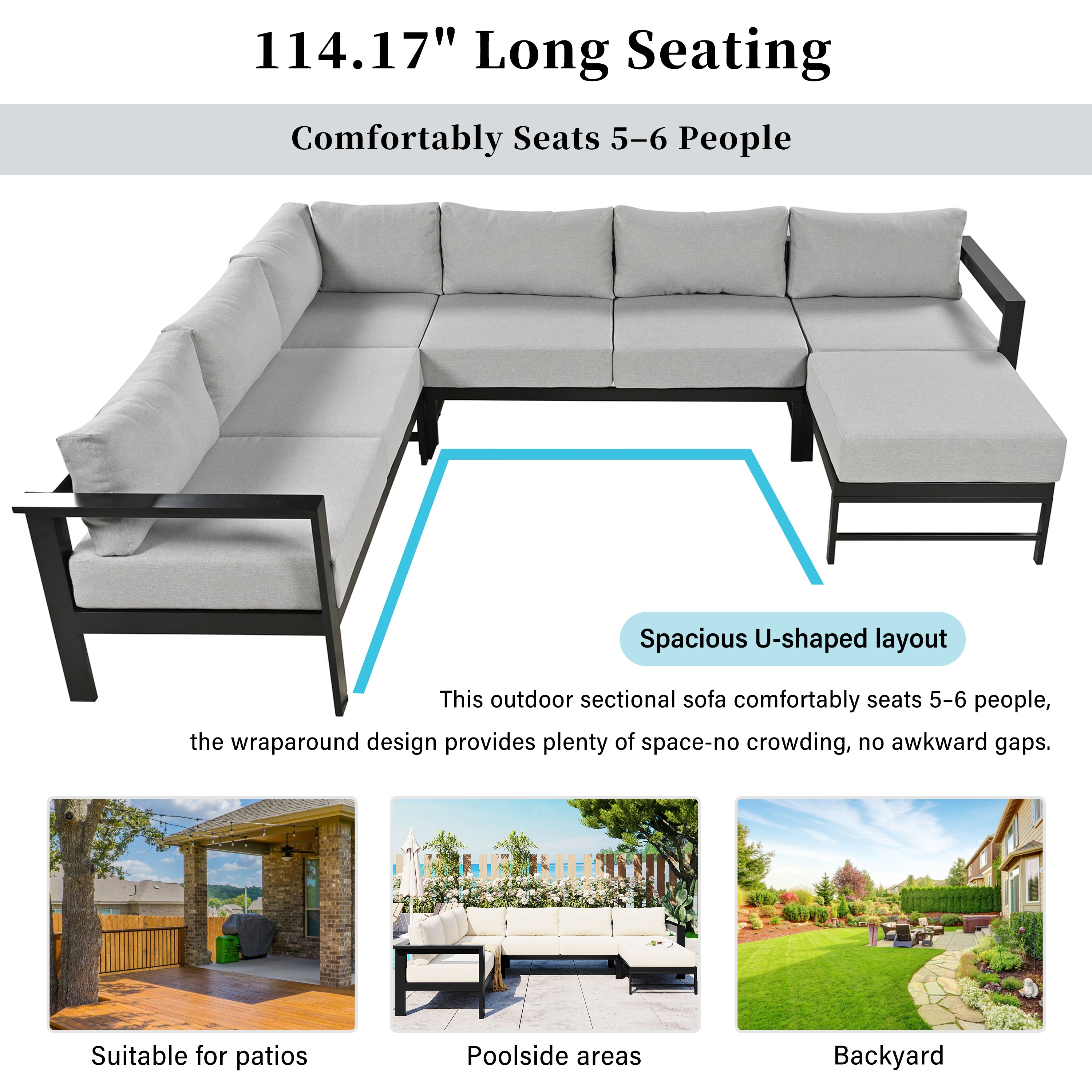 U-Style U-Shaped Outdoor Sectional Sofa Set