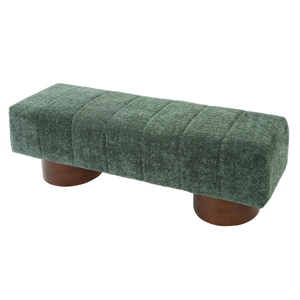 Green Boucle Upholstered Indoor Dining Bench