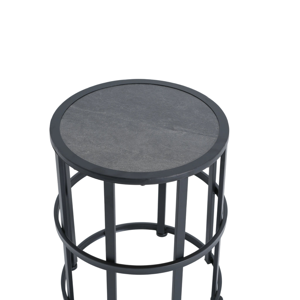 Ceramic Tile Side Table with Powder Coated Iron Frame