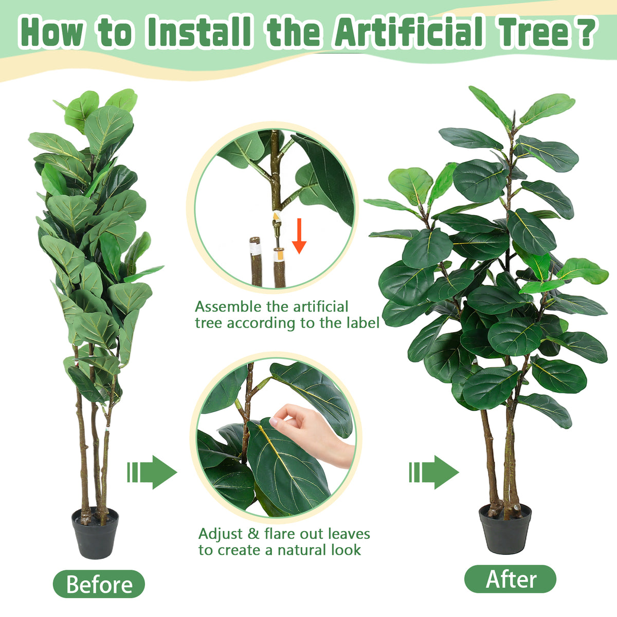 5FT Artificial Fiddle Leaf Fig Tree with Planter
