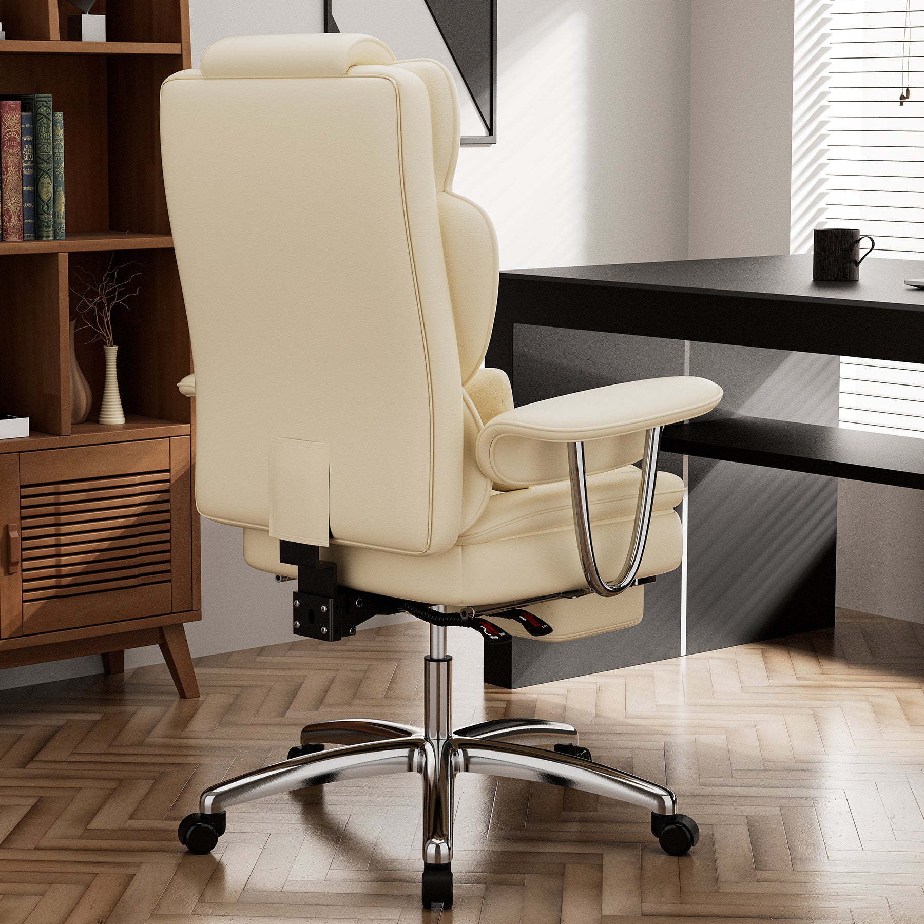 Big and Tall Executive Office Chair with Footrest - Beige