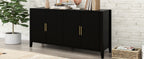 U_Style 61.1'' Modern 4-Vertical Wavy Slatted Doors Sideboard