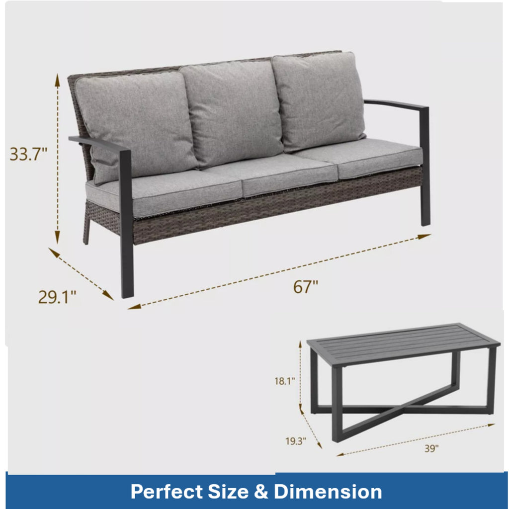 2-Piece Wicker Patio Conversation Set