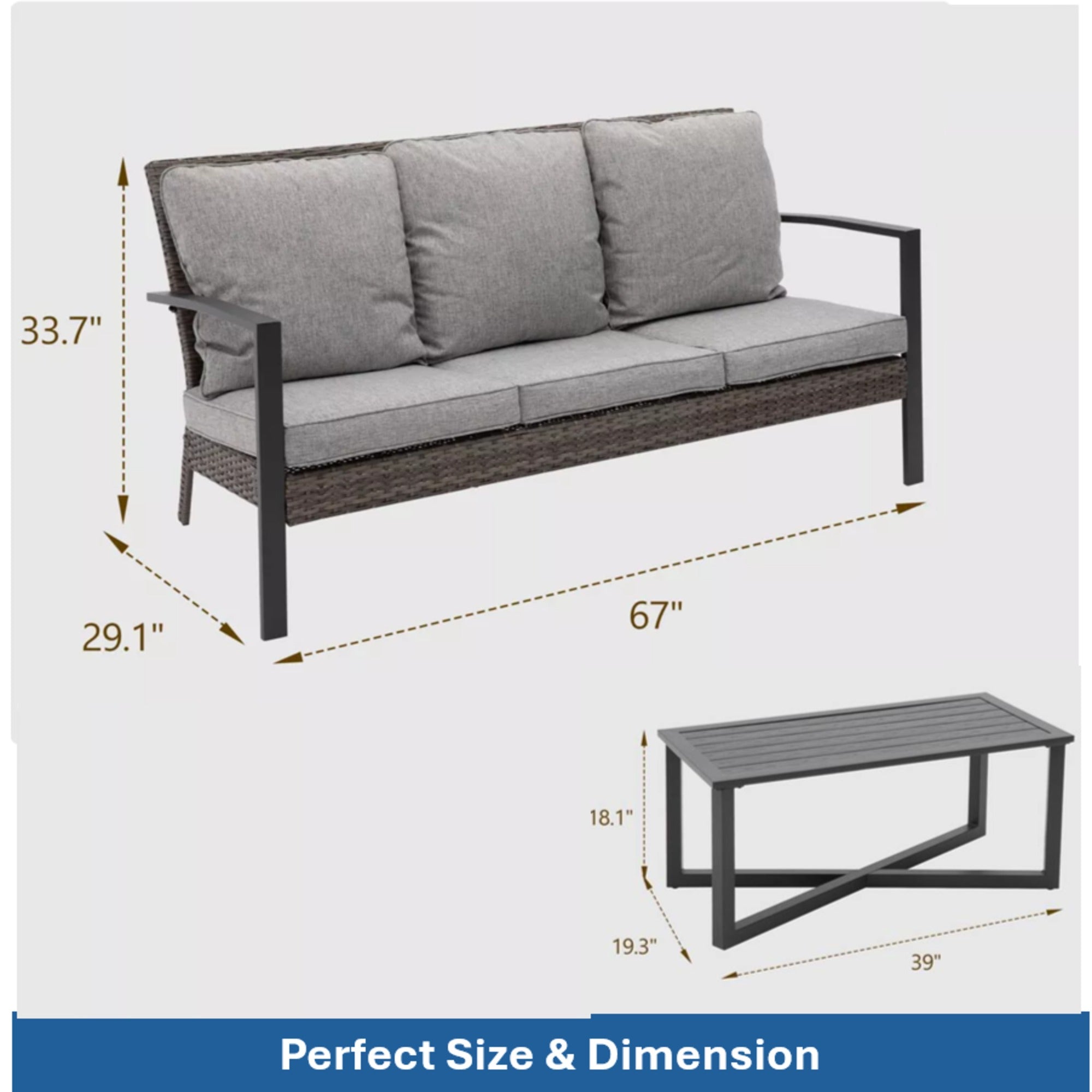 2-Piece Wicker Patio Conversation Set