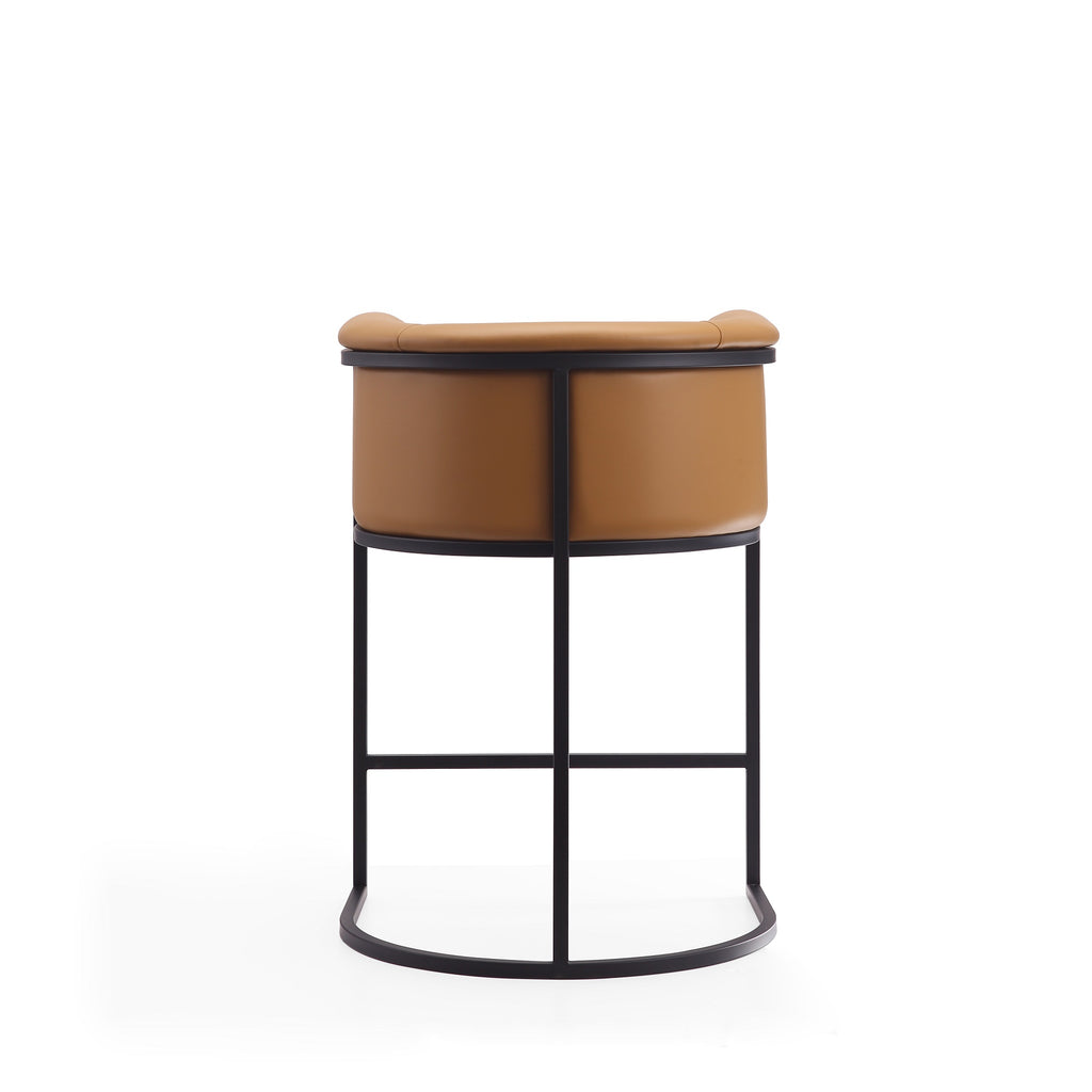 Cosmopolitan Metal Upholstered Counter Stool in Camel