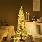 HOMCOM 5' Tall Pre-Lit Slim Noble Fir Artificial Christmas Tree