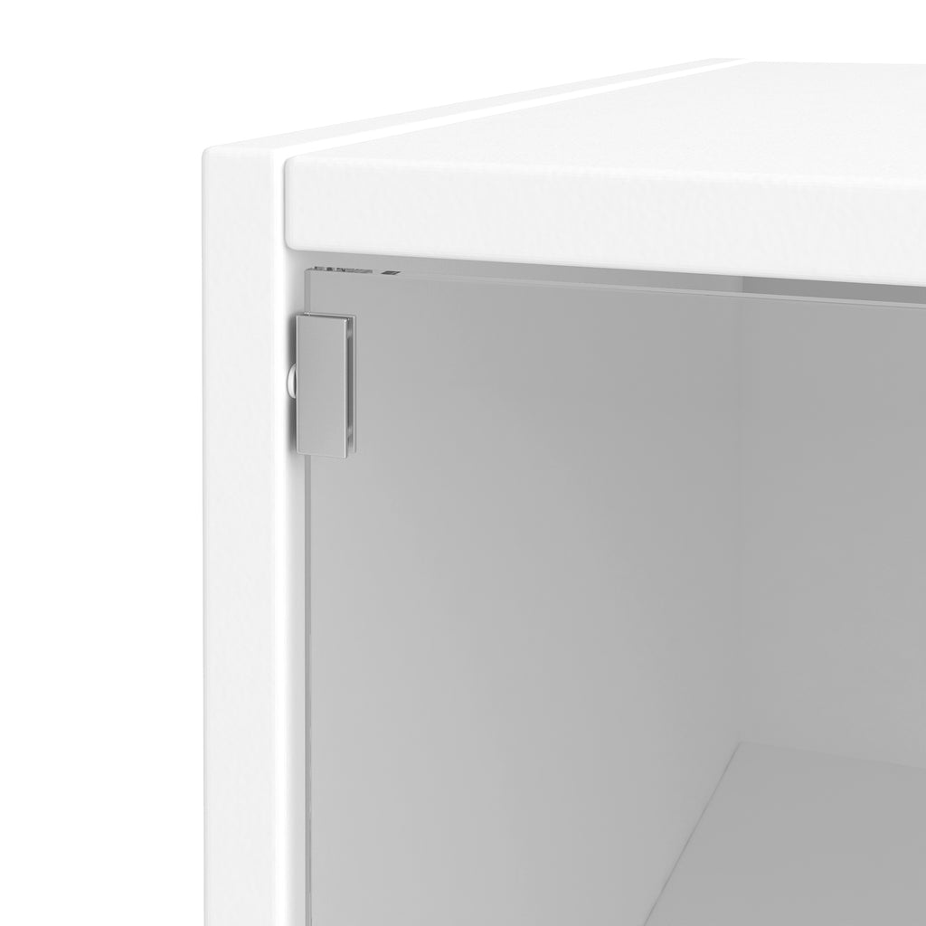 White Glass Door Shoe Storage Cabinet With RGB Led Light