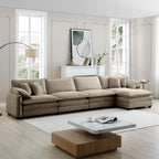 Corduroy Sofa Modern Upholstered 4 Seater with Footstool
