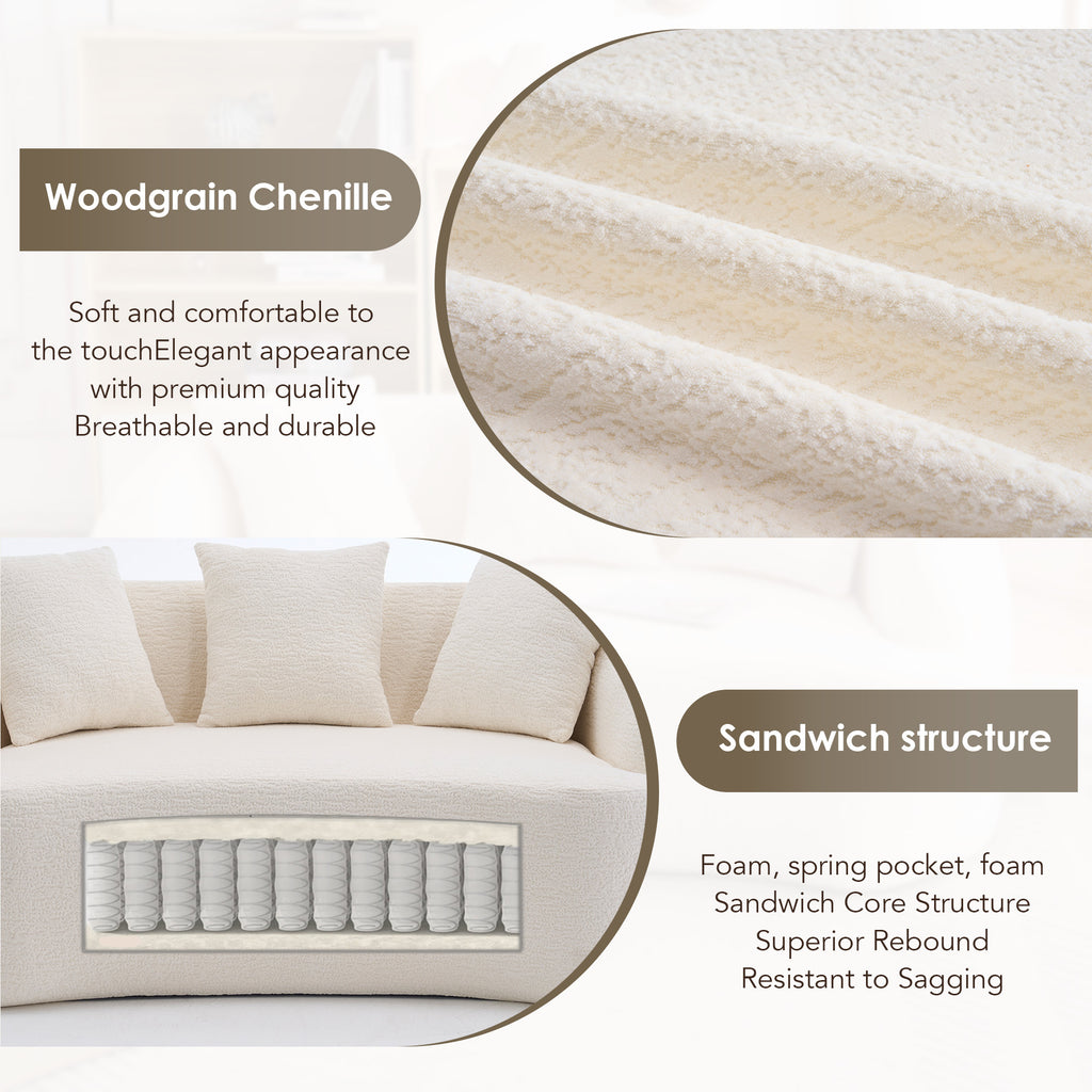 Curved Boneless Sofa, Compression Modular 110'' Sectional