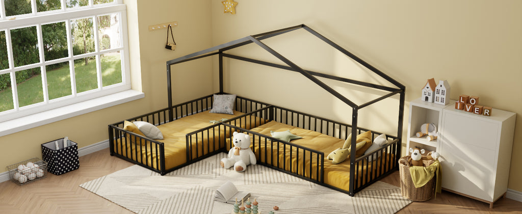 Double Twin Size L-Shaped Montessori Bed