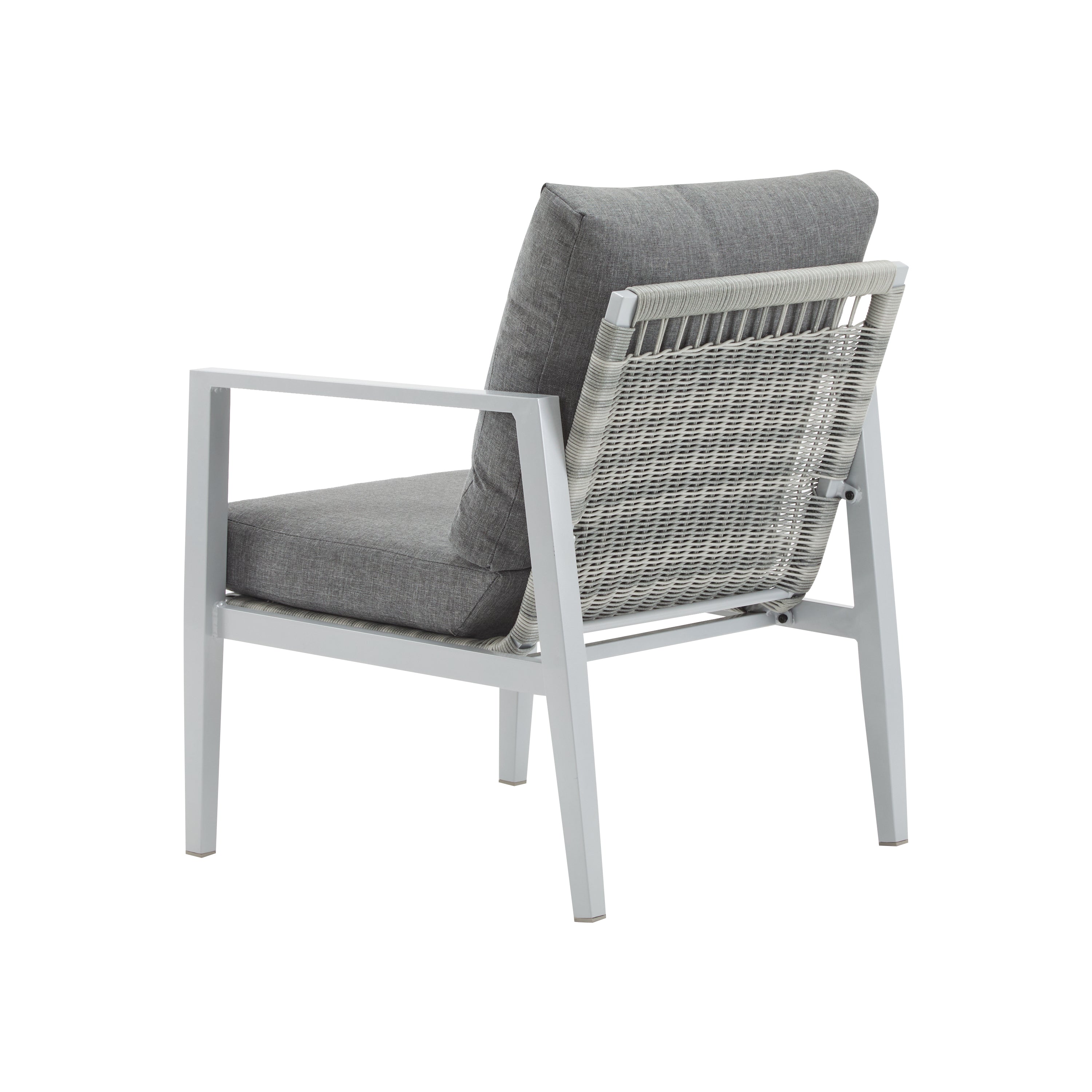 Silver Aluminum Lounge Chair with Sleek Rope Accents
