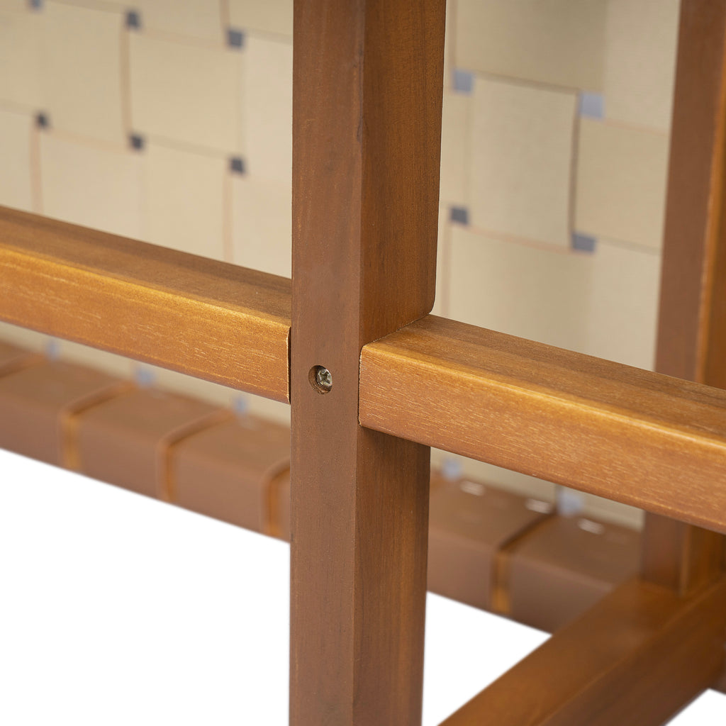 Stylish Acacia Wood Bedroom Bench with Woven PU Leather Seat