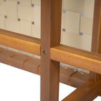 Stylish Acacia Wood Bedroom Bench with Woven PU Leather Seat