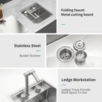 15" Undermount Bar Sink With Folding Faucet