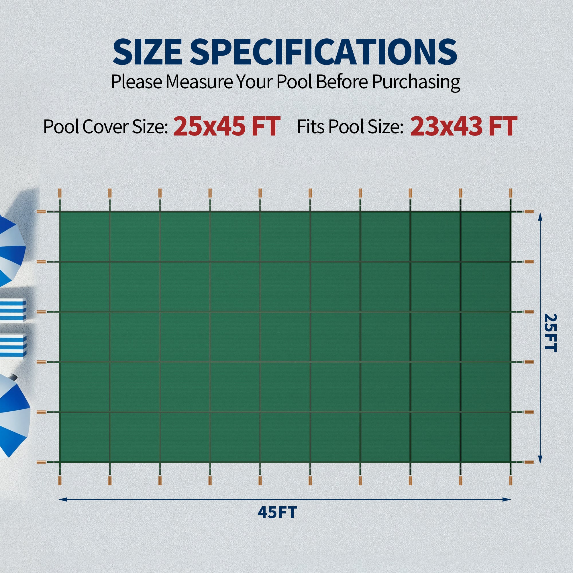 Swimming Pool Safety Cover for 23x43 ft Pools