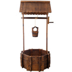 Rustic Wooden Wishing Well Planter Outdoor Home Décor