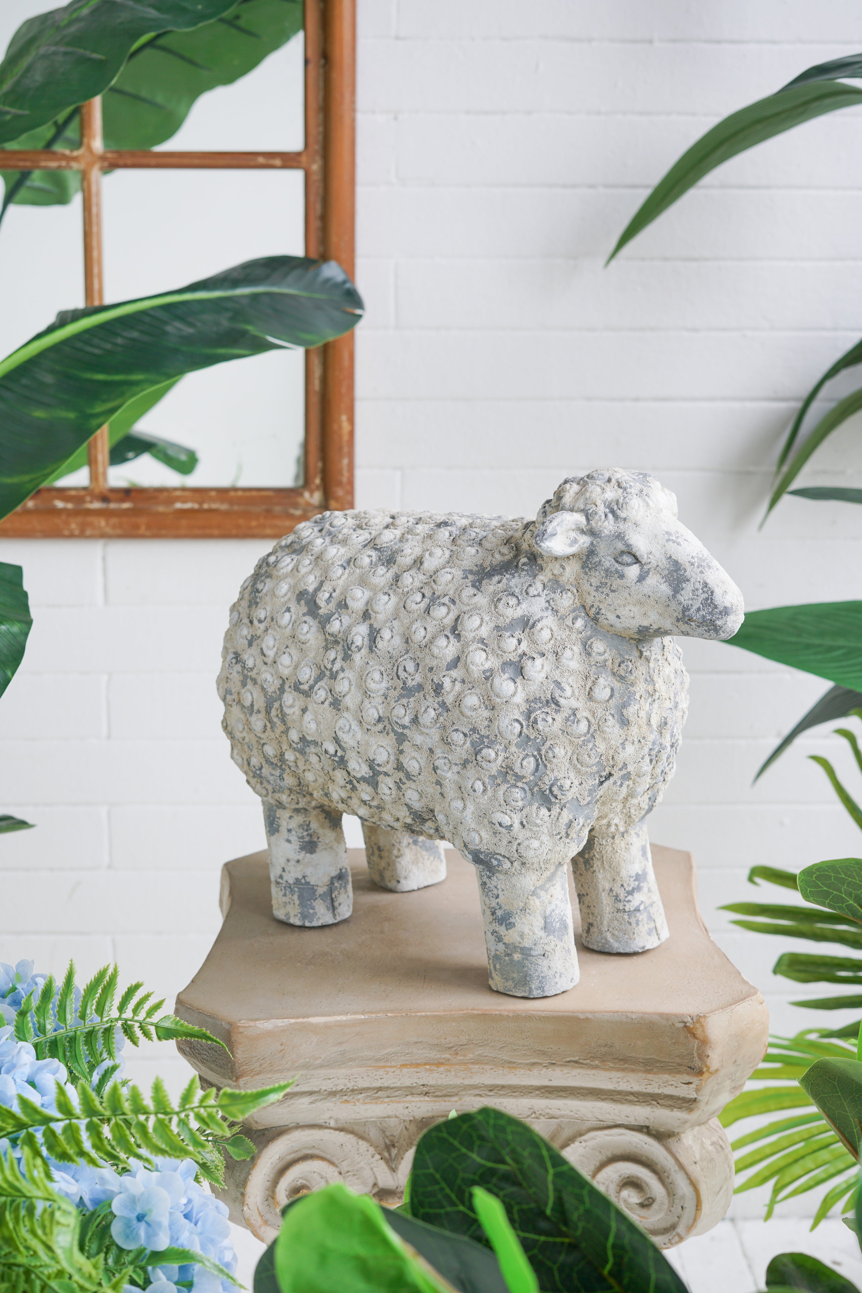 18x9.5x14" Magnesium Sheep Figurine with Weathered Finish
