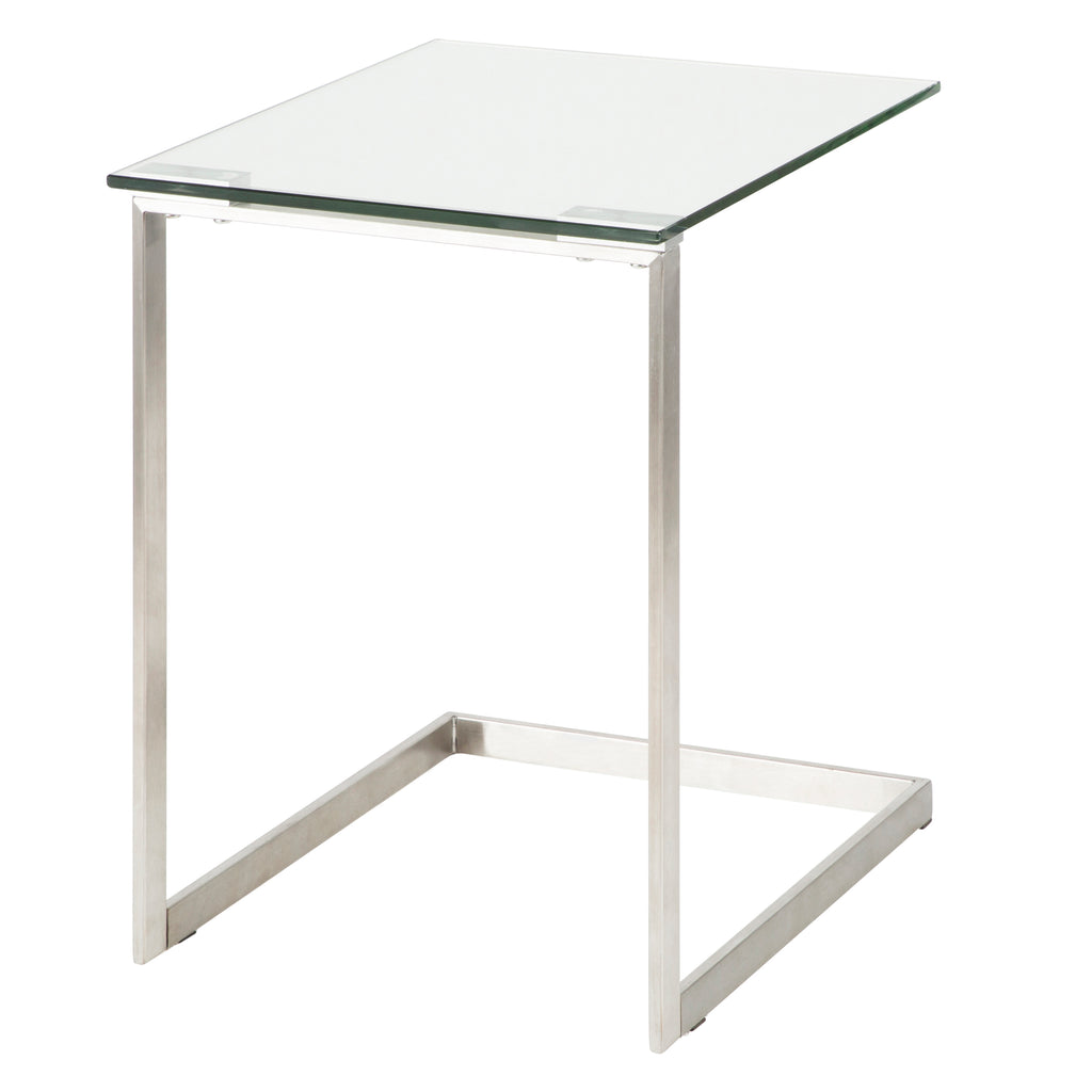 Zenn Contemporary End Table with Clear Glass