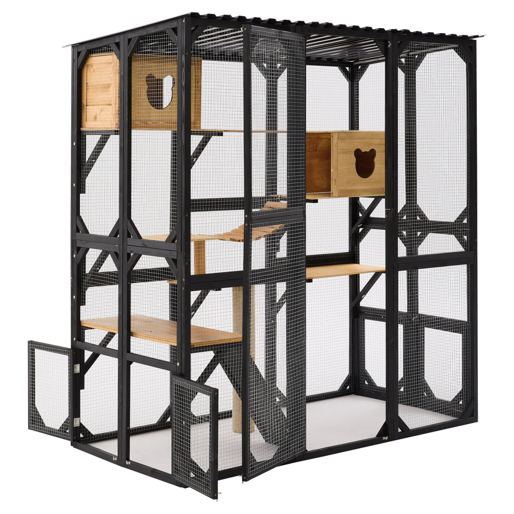 Outdoor Cat Enclosure Fir Wood Catio