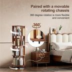 Solid Wood Rotating Bookshelf on Wheels - 4 Tier