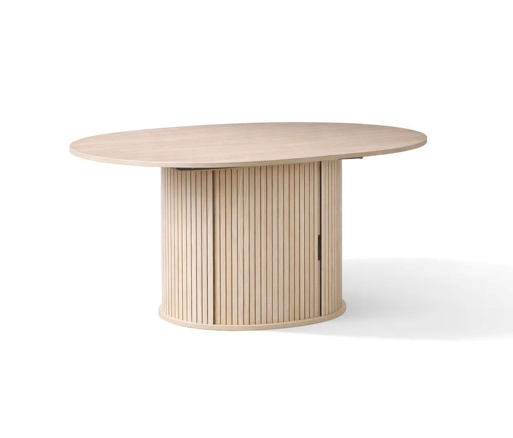47"-63" Extendable Round Dining Table for 4-8 People, Modern Drop Leaf Dining Table with Hidden Storage Base, Wooden pedestal Kitchen Table for Small Spaces, Dining Room