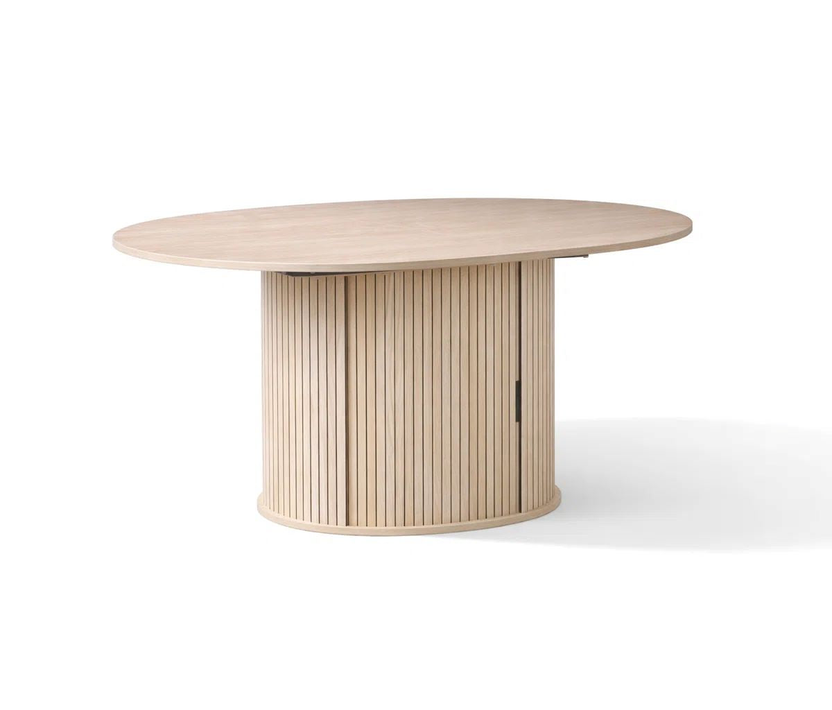 47"-63" Extendable Round Dining Table for 4-8 People, Modern Drop Leaf Dining Table with Hidden Storage Base, Wooden pedestal Kitchen Table for Small Spaces, Dining Room