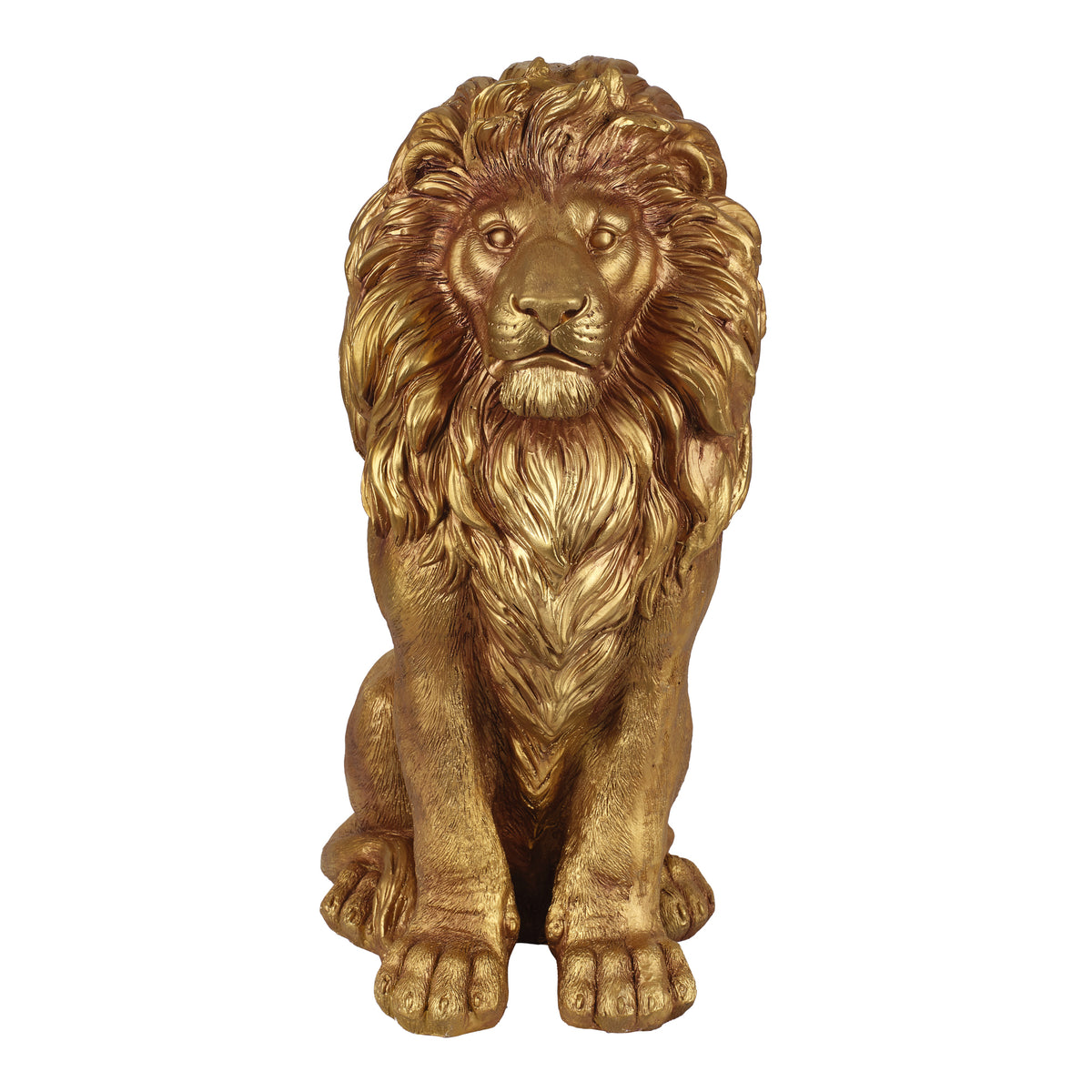 24" Outdoor Lion Statue, Magnesium Oxide Stone Composite Animal Sculpture Statue Decor for Front Door, Yard Patio Garden, Shiny