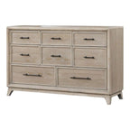 Oak Finish Eight Drawers Dresser With Mirror