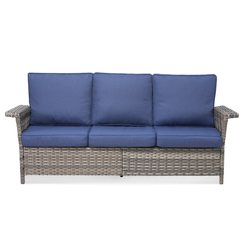 76.7" Wide Outdoor Wicker Patio Sofa