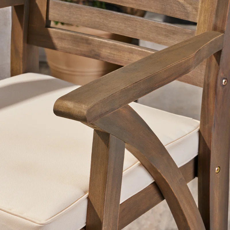 Hermosa 2-Piece Acacia Wood Barstool with Cushion, Grey