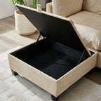 Soft Chenille 3-Seater Sectional Couch with Ottoman