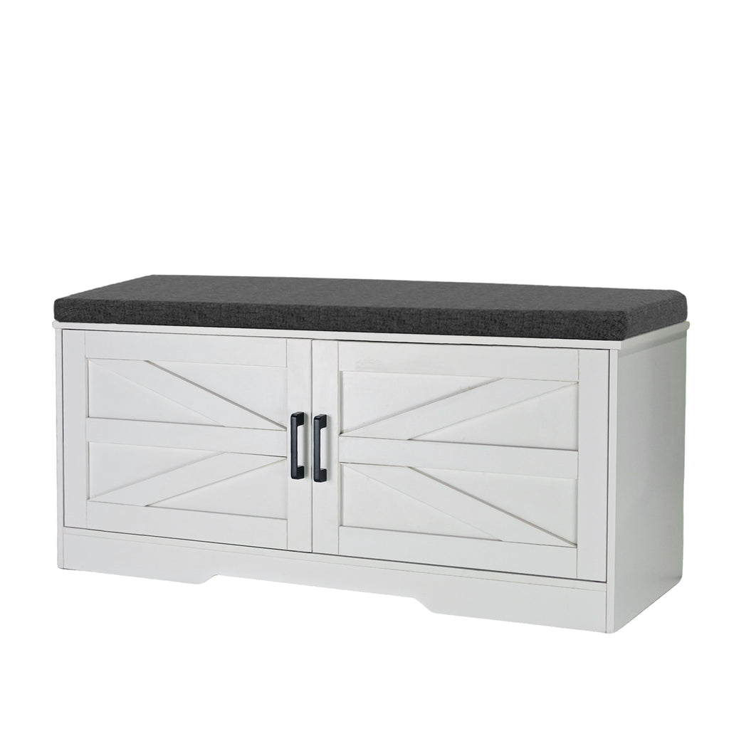 2-Tier Storage Bench with Padded Seat Cushion